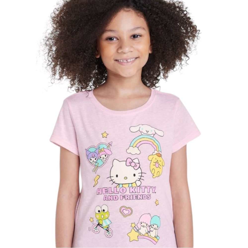 Sanrio Pink Graphic Tee with Characters